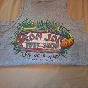 Ron Jon Mens Gray Tank with Colorful Frog & Snake Surf Graphic